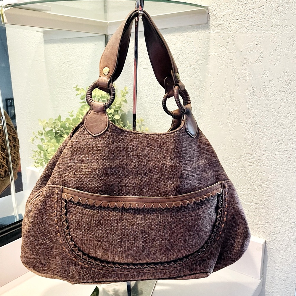 Cole Haan Fabric Handbag with Leather Trim